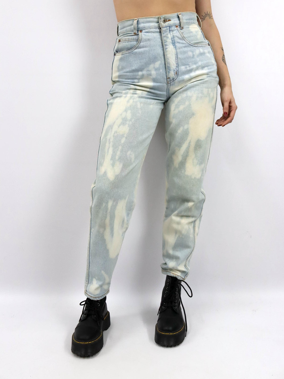 Vintage 80s 90s BLUE LOOK Jeans Highways Straight Leg Reworked Tie Dye 38
