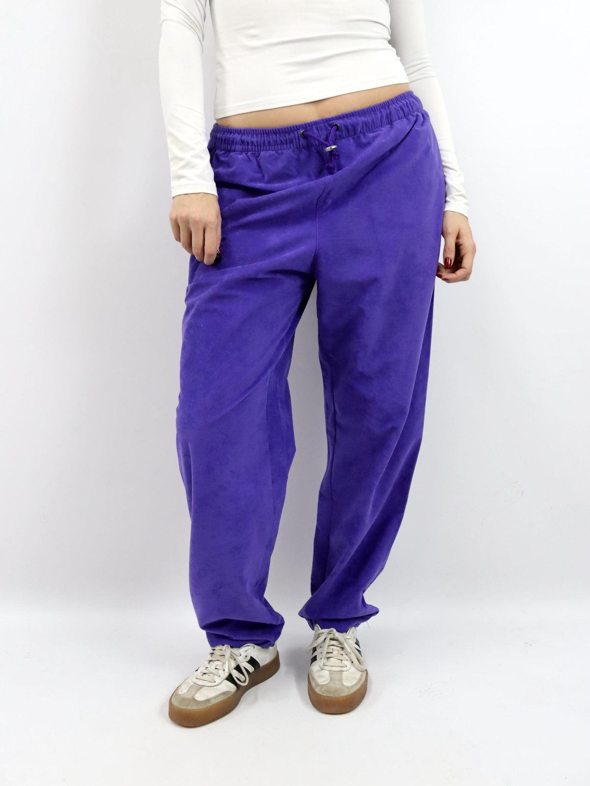 Vintage 80s 90s MCKEES Joggers Tracksuit Bottoms Baggy Pants Velvet Purple XL