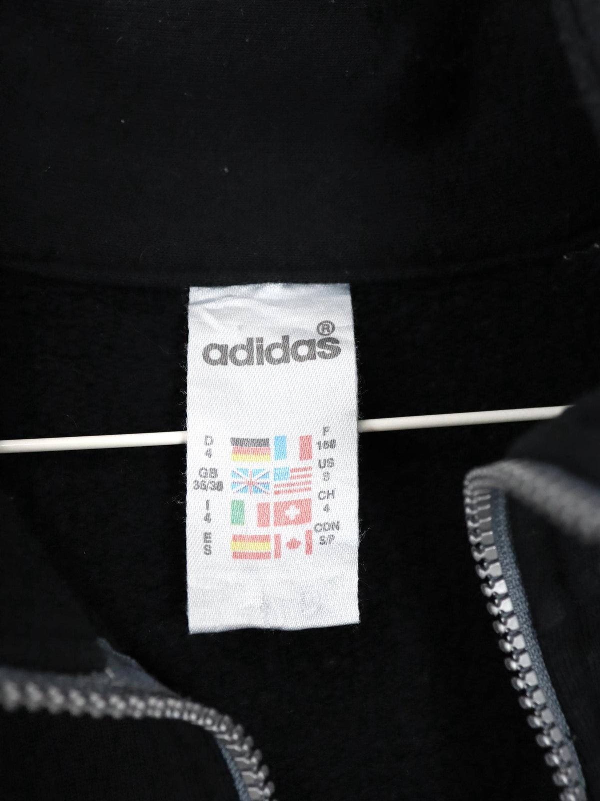 Vintage 80er 90er ADIDAS Sweatshirt Pullover Stehkragen schwarz grau weiß D4 M