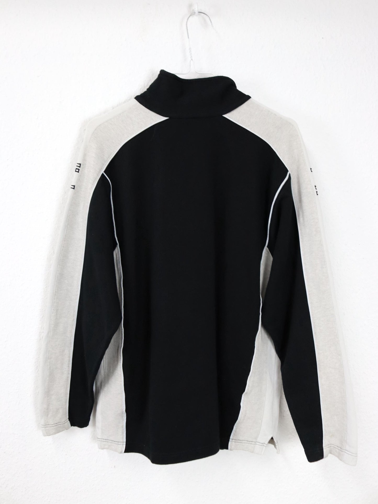 Vintage 80er 90er ADIDAS Sweatshirt Pullover Stehkragen schwarz grau weiß D4 M