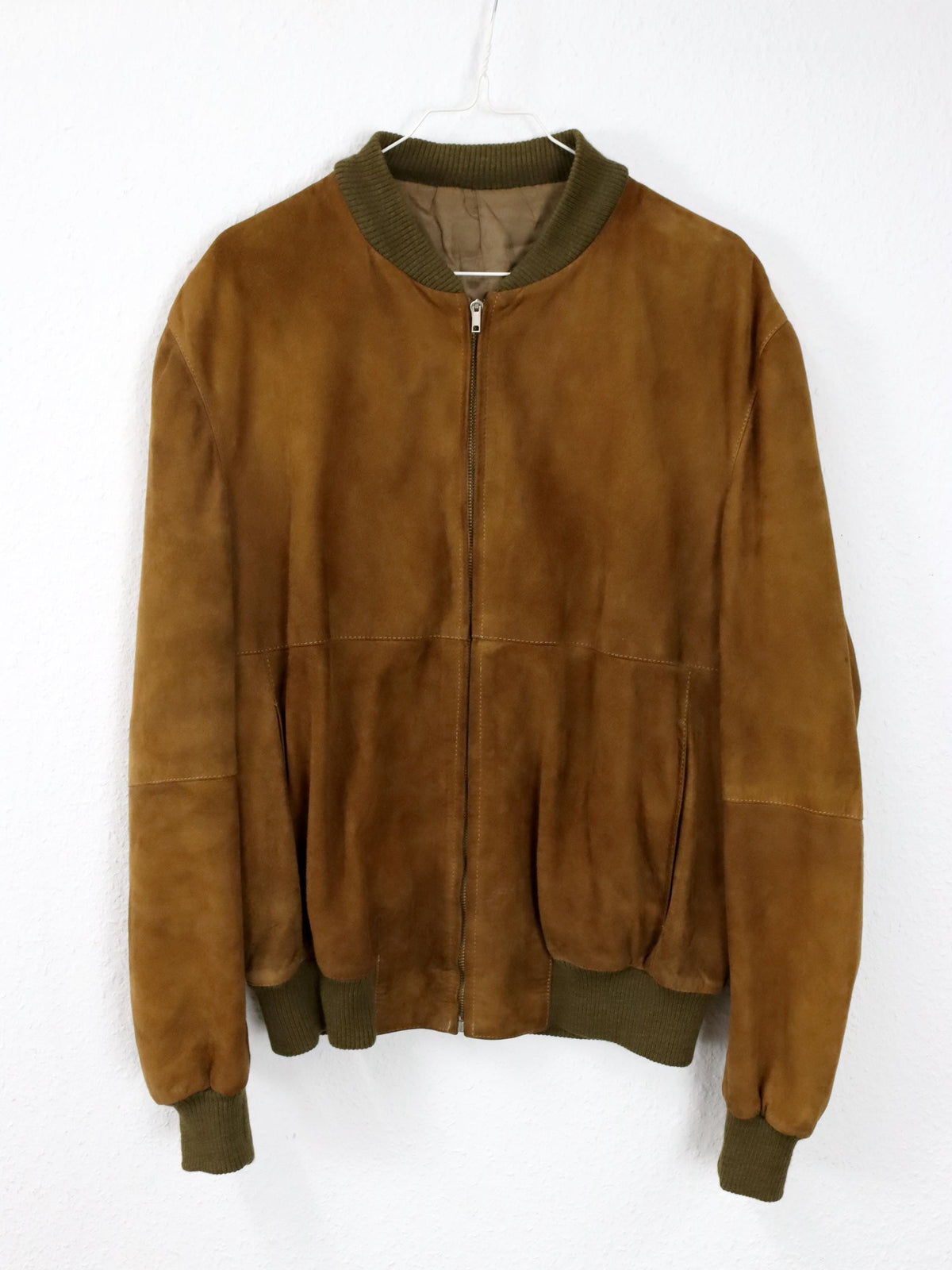 Vintage 80er 90er VERA PELLE Wildlederjacke Jacke braun Leder Bomberjacke 50 L