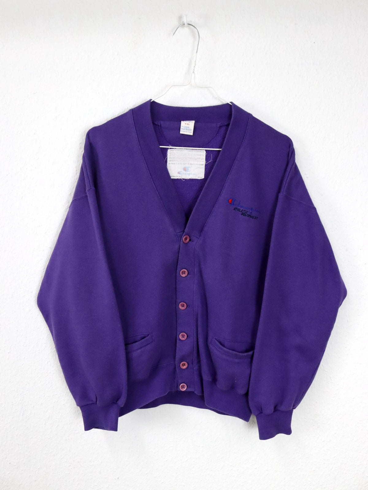 Vintage 80s 90s CHAMPION Cardigan Purple Jacket S