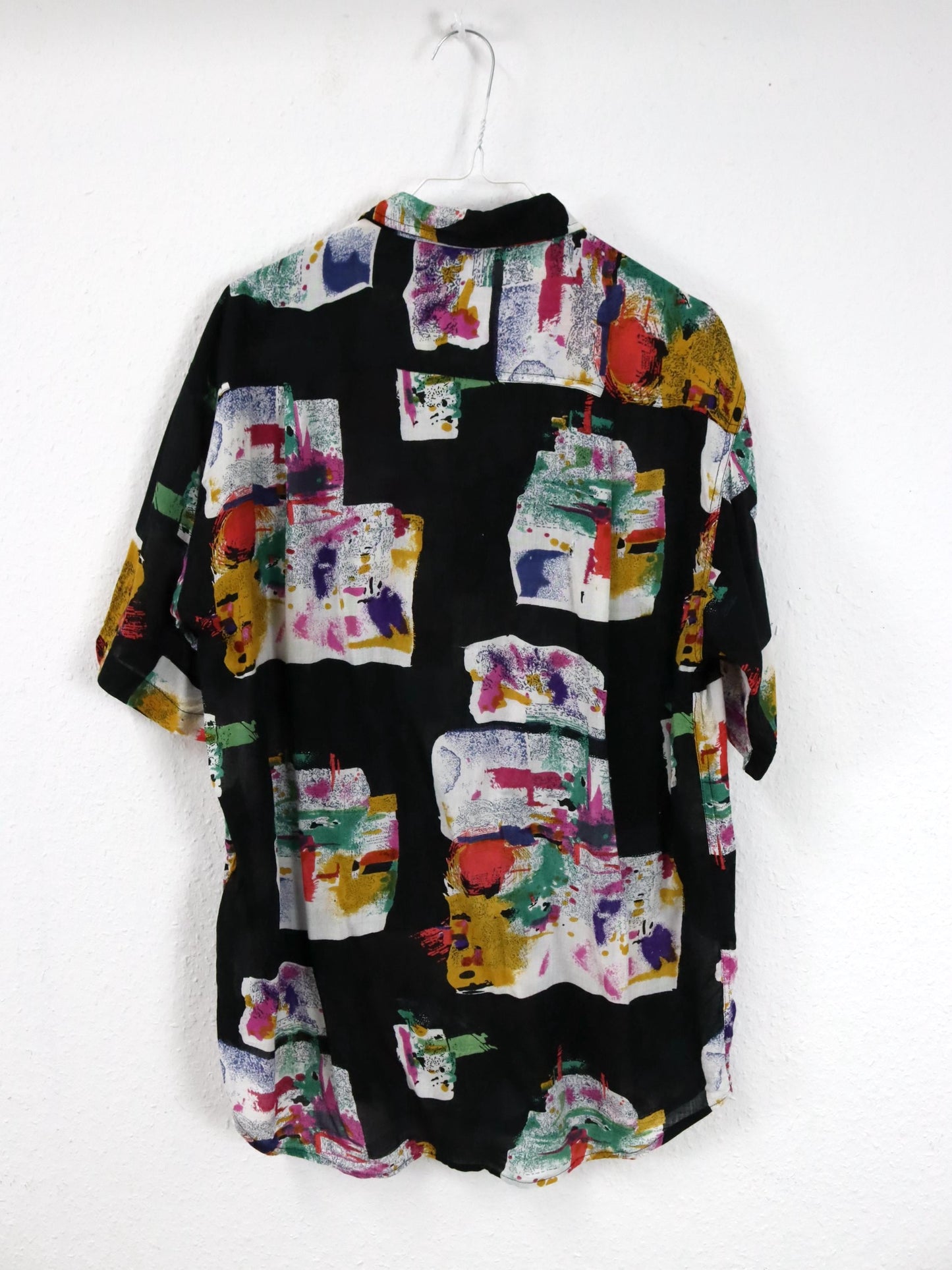 Vintage 80er 90er COMPANY Hemd Bluse kurzarm crazy pattern Viskose M