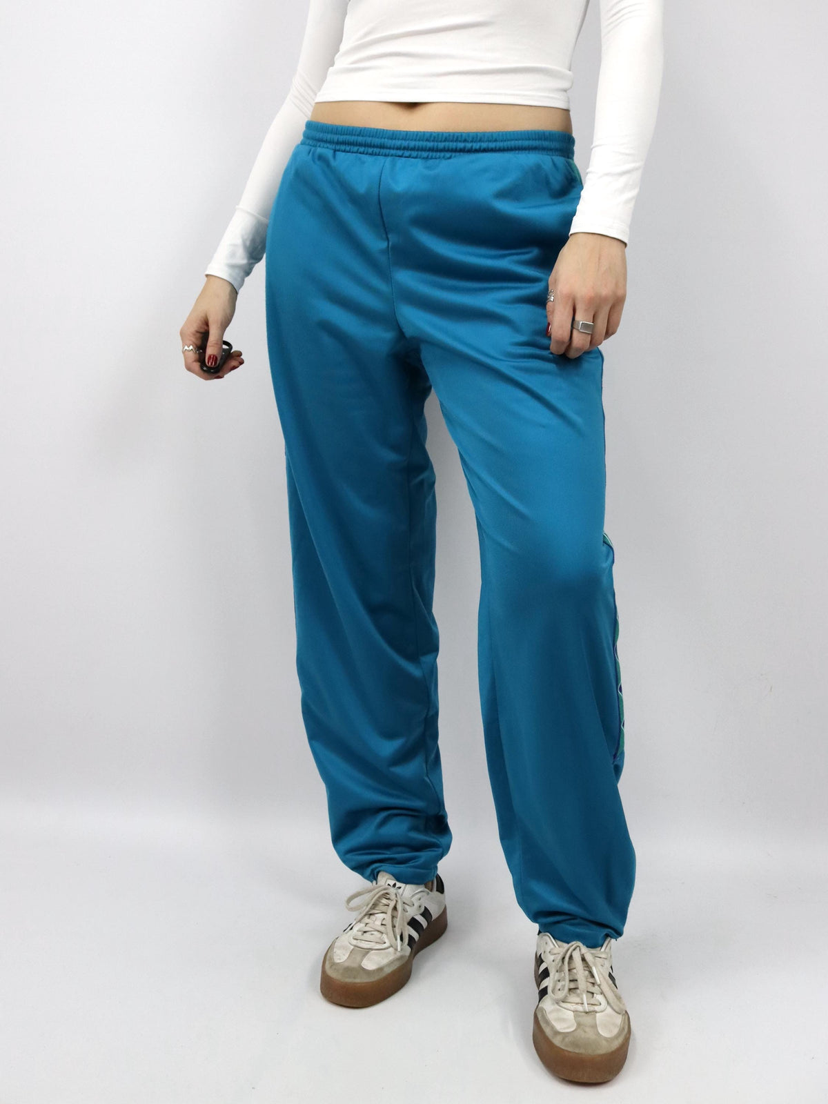 Vintage 80s 90s FILA Track Pants Joggers Blue Turquoise 52 L