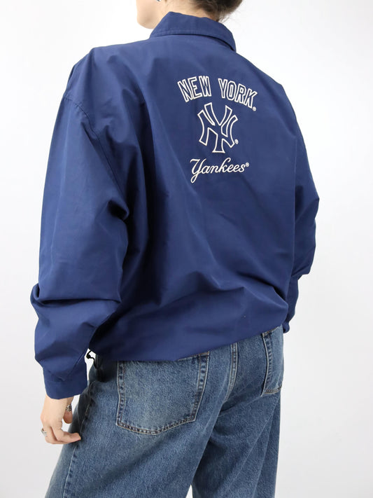 Vintage 80er 90er ADIDAS dünne Jacke Kragen NewYork Yankees dunkelblau M