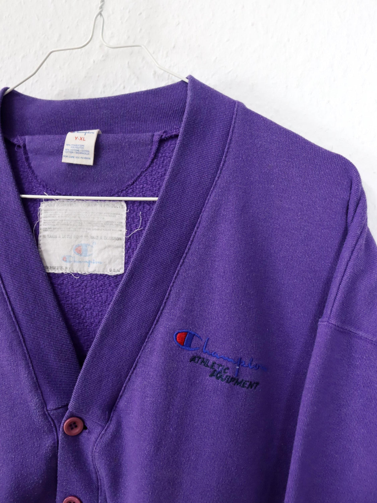 Vintage 80s 90s CHAMPION Cardigan Purple Jacket S