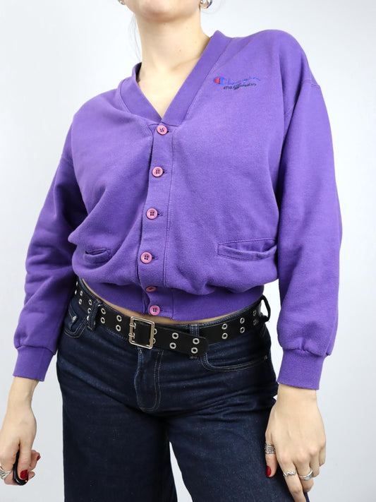 Vintage 80er 90er CHAMPION Cardigan Lila Jacke S