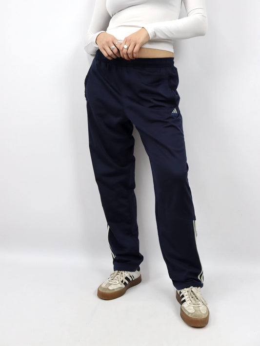 Vintage 90er 00er Y2k ADIDAS Trainingshose Jogginghose dunkelblau beige D6 M