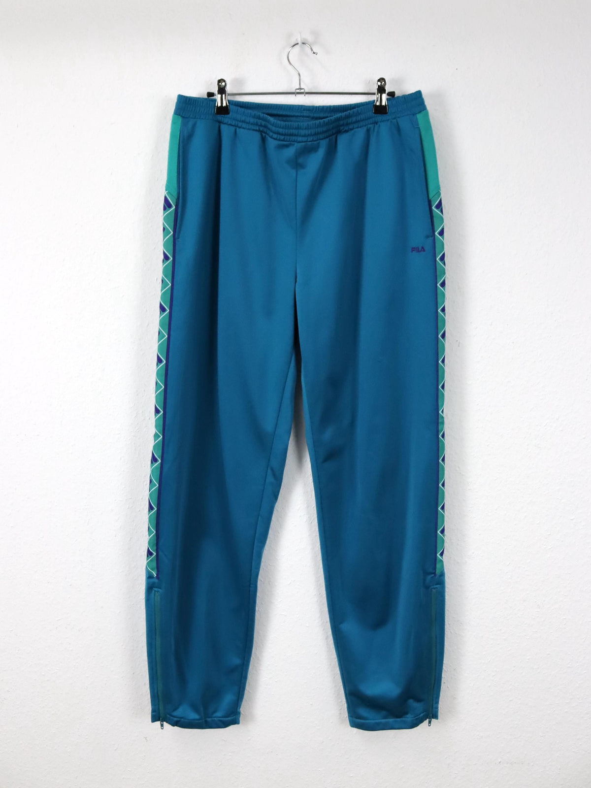 Vintage 80s 90s FILA Track Pants Joggers Blue Turquoise 52 L