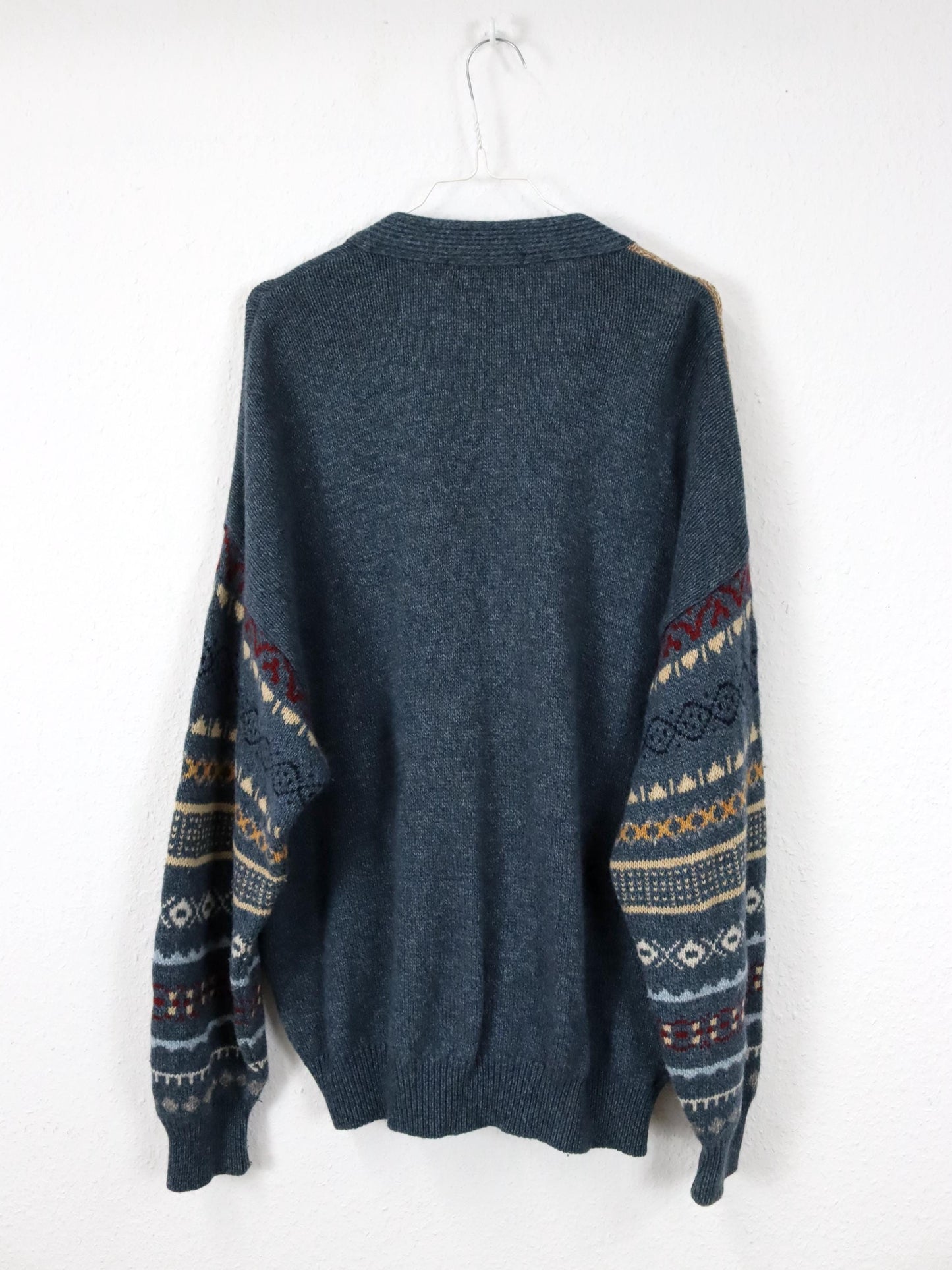 Vintage 80er 90er BLASTER Wollcardigan Cardigan Wolle Angora gemustert 50 L