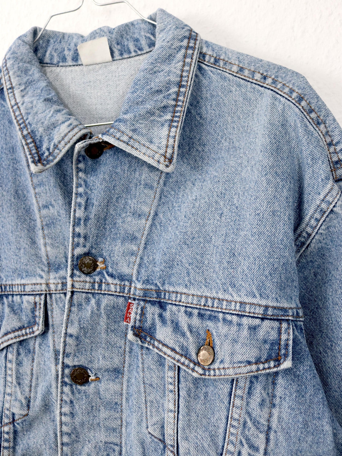 Vintage 80er 90er SAMA Jeansjacke Jacke Denim hellblau S