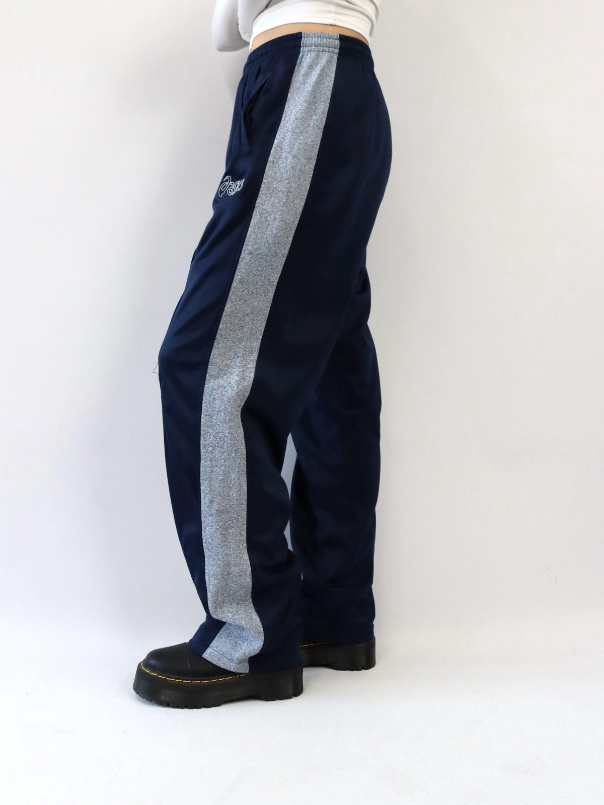 Vintage 80er 90er ASICS Trainingshose Jogginghose dunkelblau L