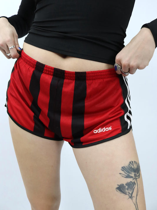 Vintage 80er 90er ADIDAS Laufshorts Shorts kurze Hose schwarz rot gestreift 42