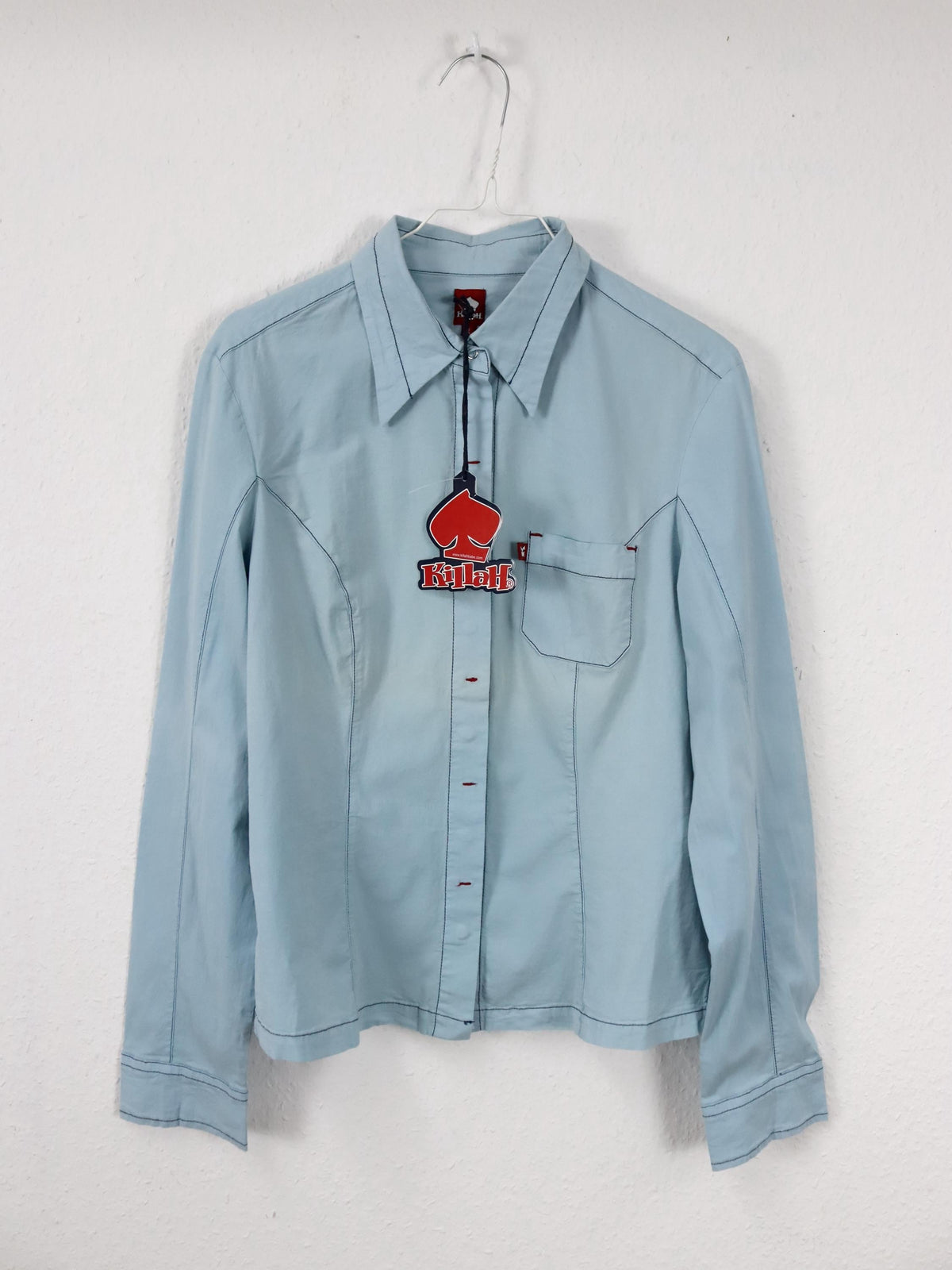 Vintage 90er 00er Y2k KILLAH Bluse langarm hellblau L