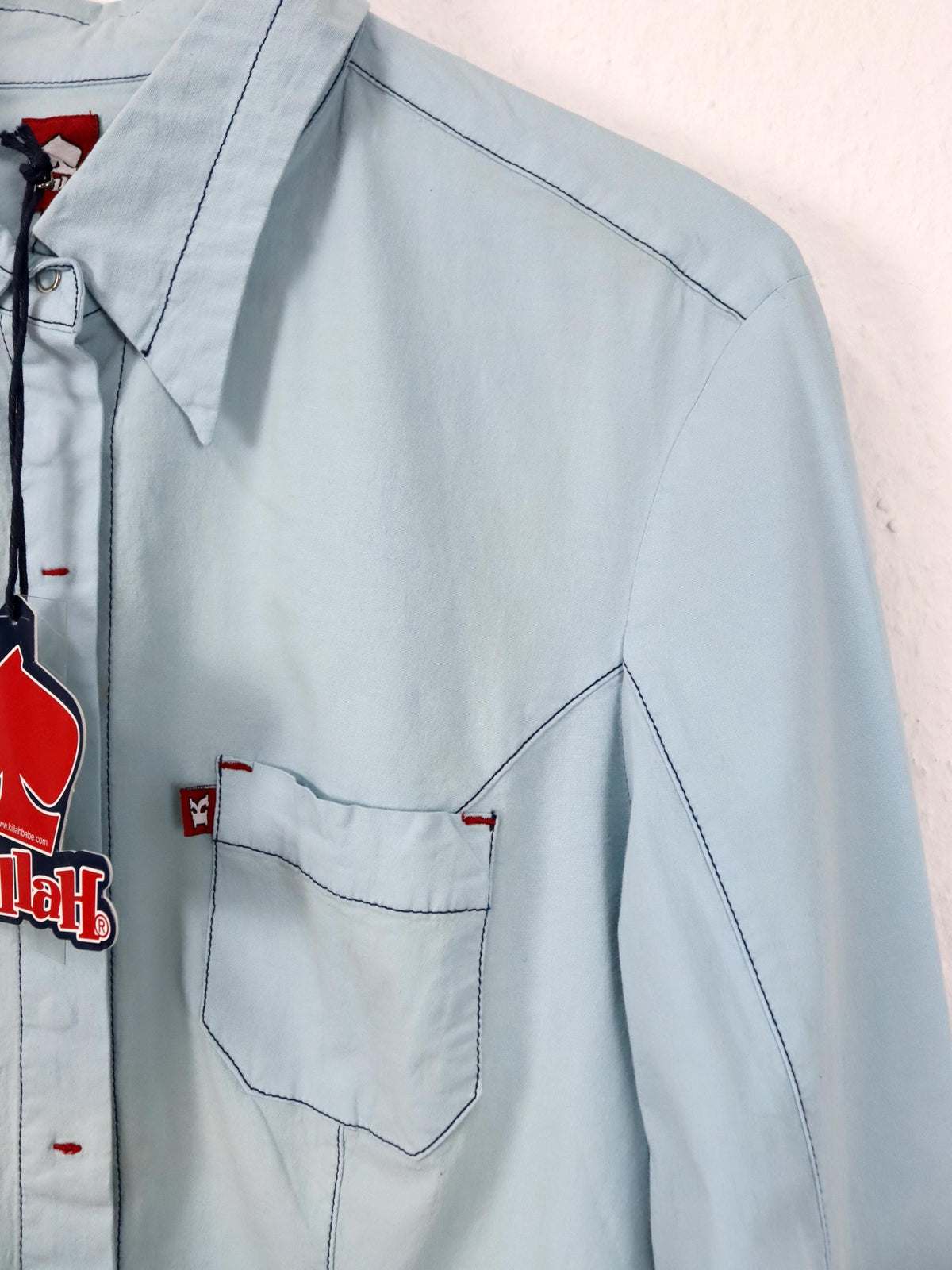 Vintage 90er 00er Y2k KILLAH Bluse langarm hellblau L