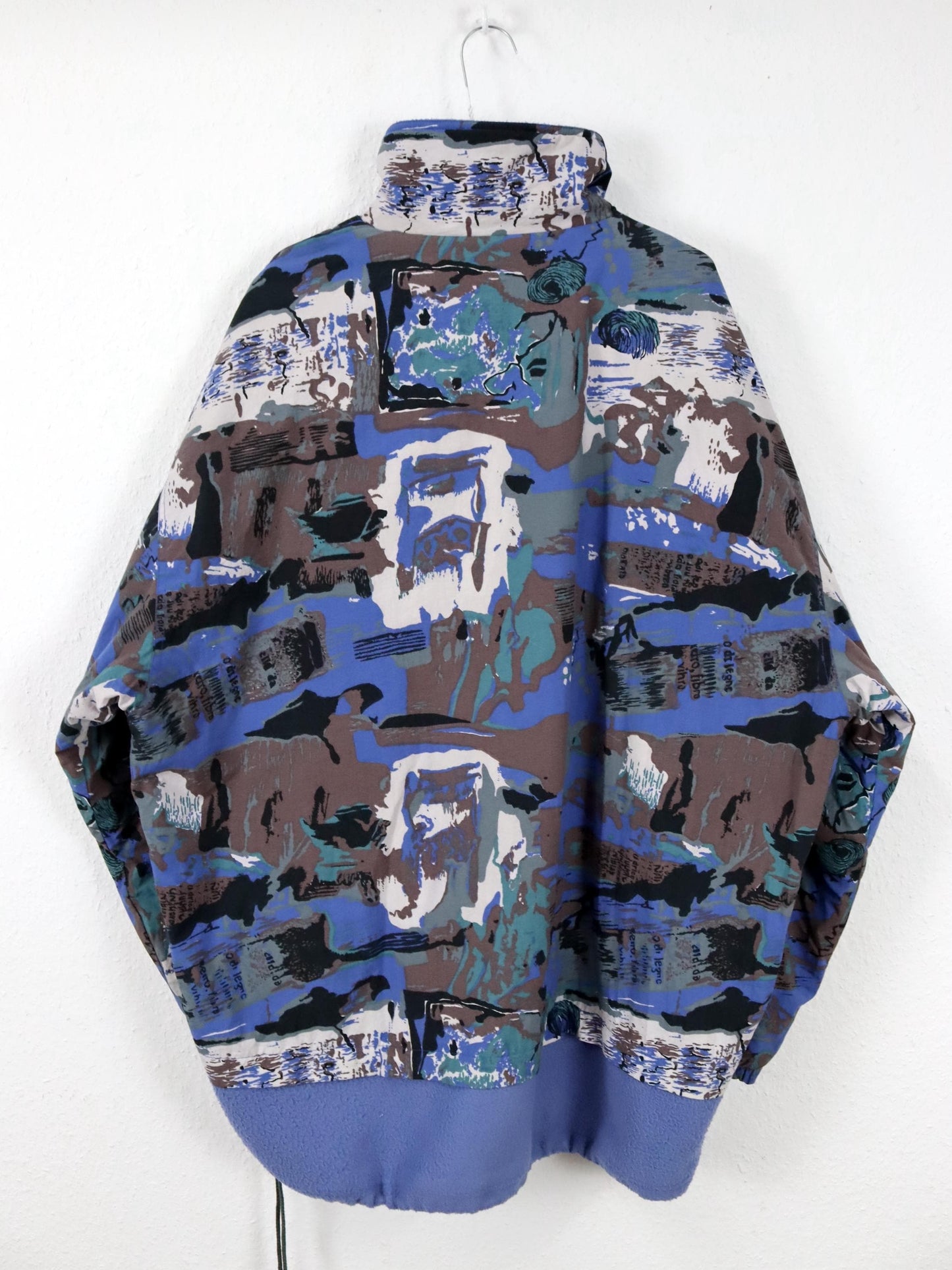 Vintage 80er 90er Jacke Snowboard Überziehjacke leicht gefüttert crazy pattern blau L
