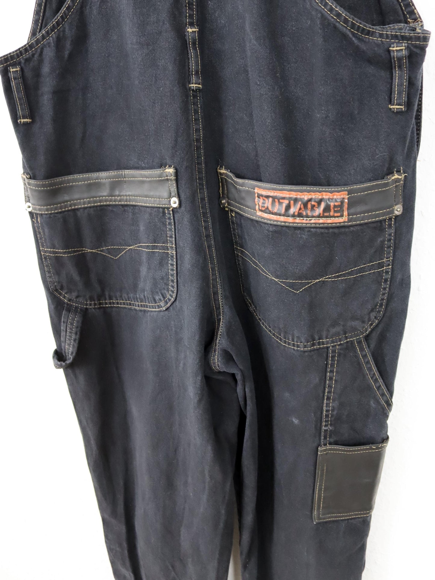 Vintage 80s 90s SURVIVAL ZONE Overalls Straight Leg Denim Black M/L