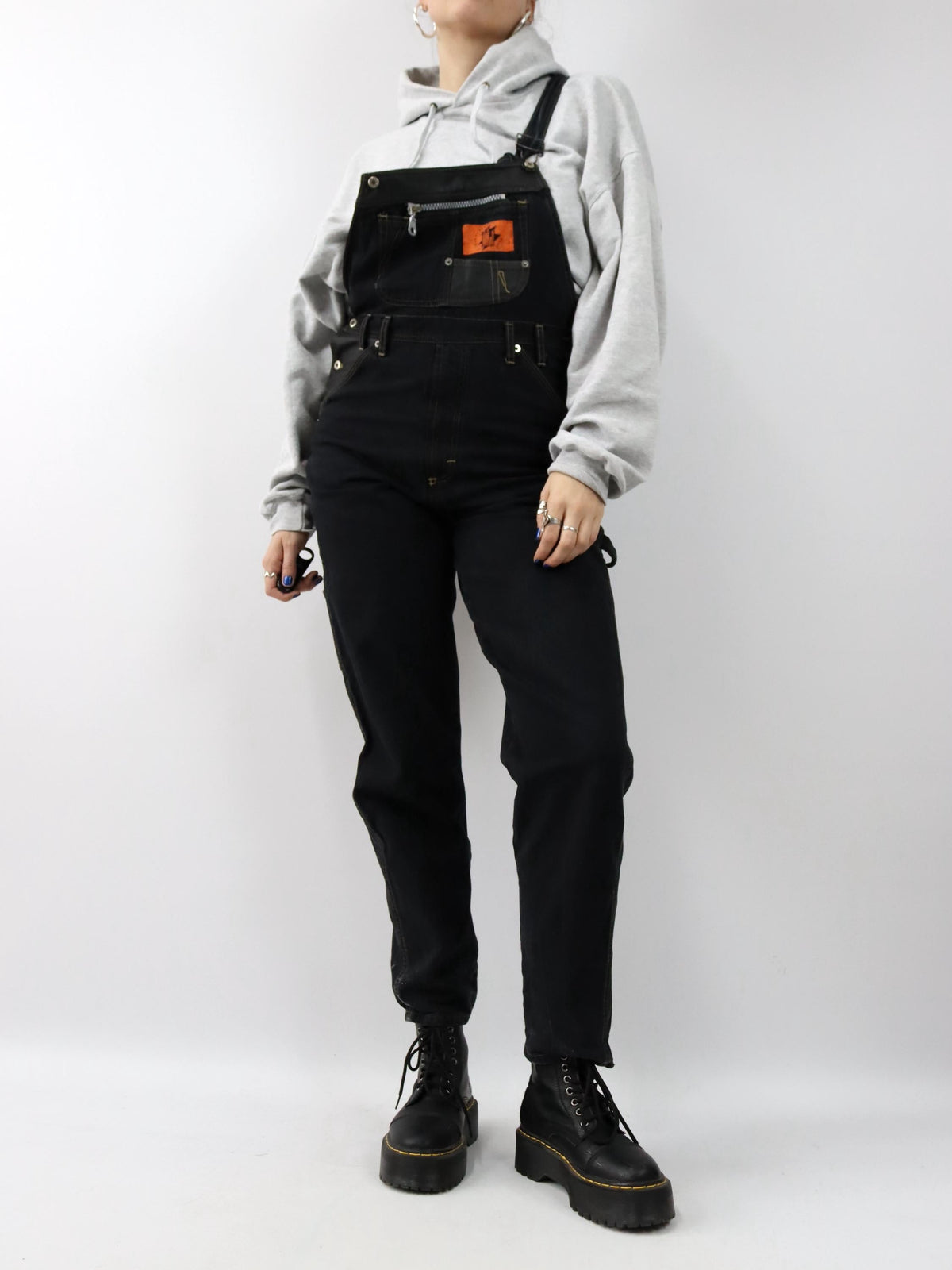 Vintage 80er 90er SURVIVAL ZONE Latzhose gerades Bein Denim schwarz M/L