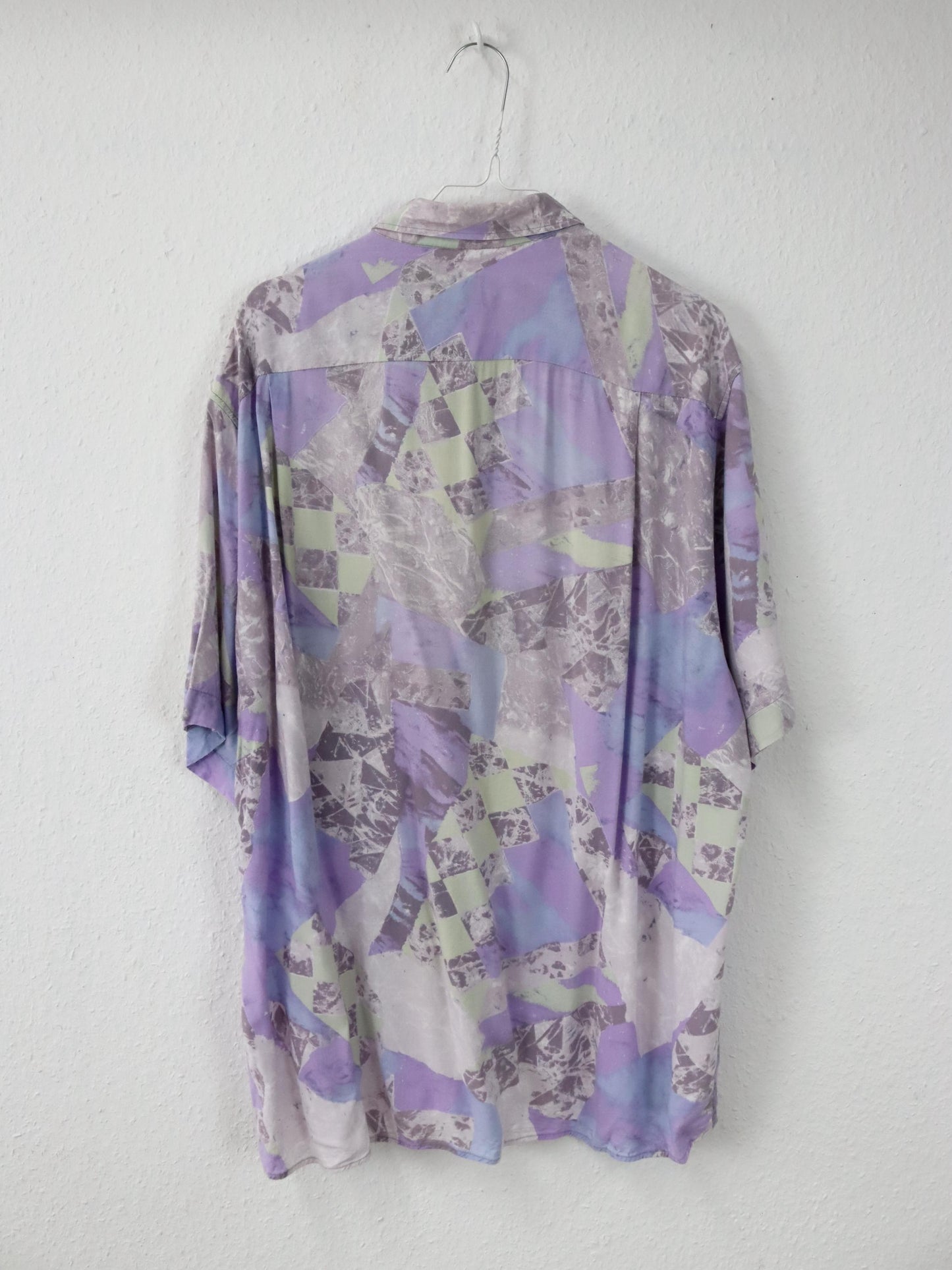 Vintage 80er 90er WALLSTREET Hemd kurzarm crazy pattern flieder Pastell L