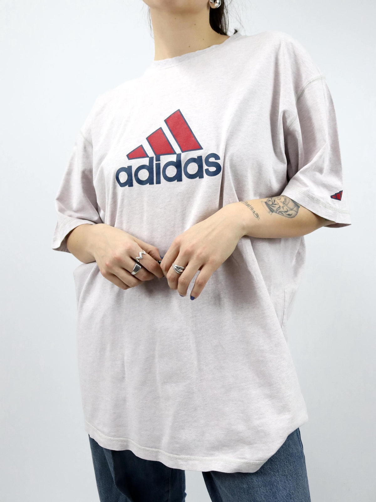 Vintage 80er 90er ADIDAS T-Shirt kurzarm graumeliert XL