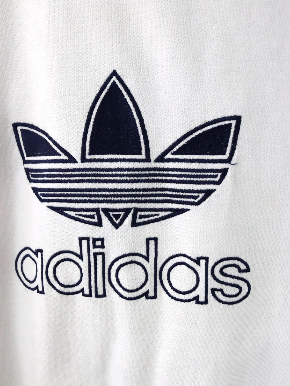 Vintage 90er 00er Y2k ADIDAS Pullunder Sweatshirt weiß dunkelblau Stickerei M