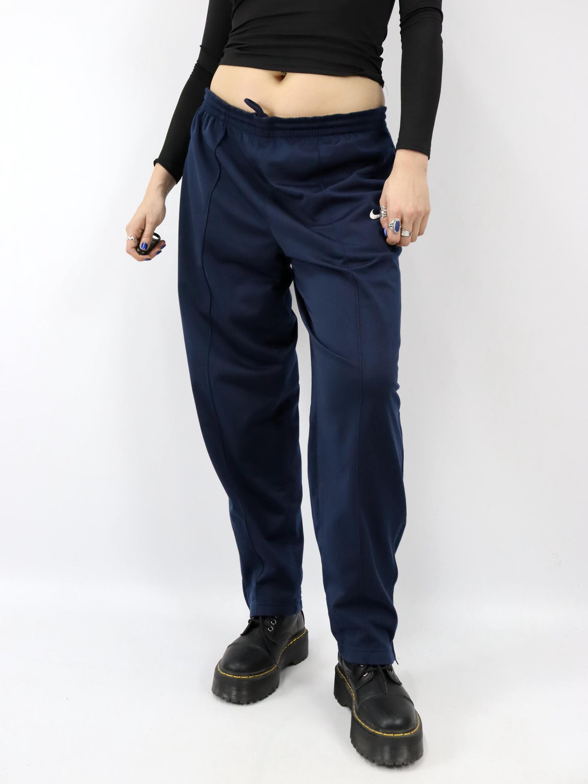 Vintage 80s 90s NIKE Tracksuit Bottoms Jogging Bottoms dark blue M/L