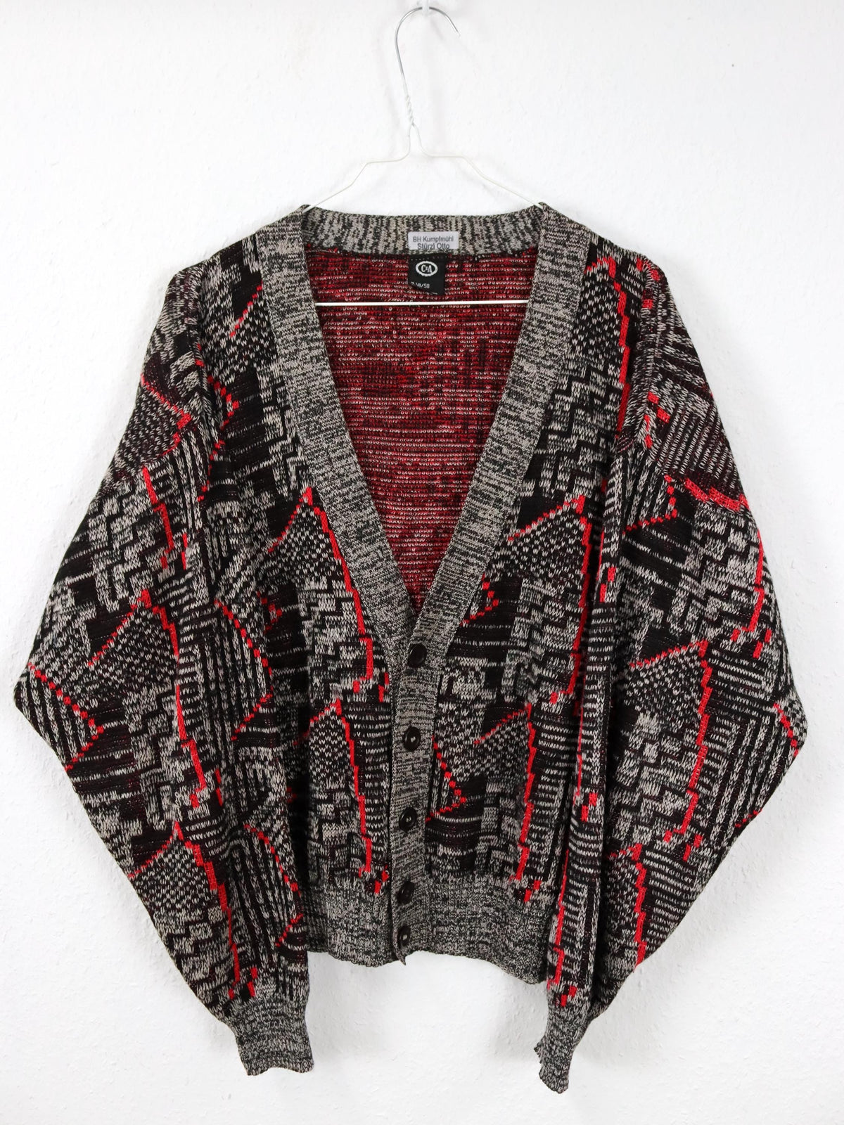 Vintage 80er 90er C&A Cardigan Strickjacke crazy pattern M