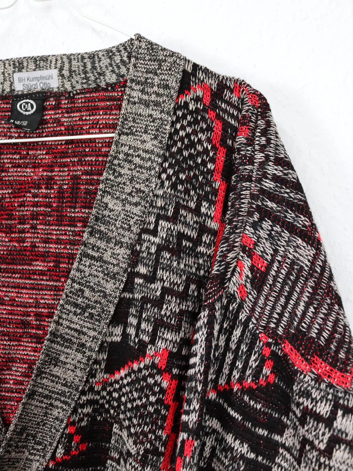 Vintage 80er 90er C&A Cardigan Strickjacke crazy pattern M