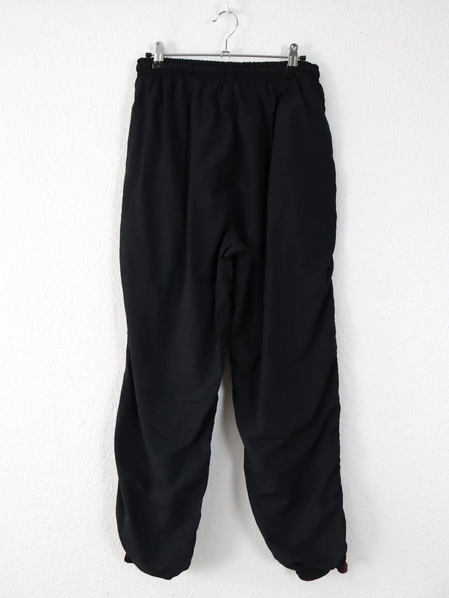 Vintage 80er 90er REEBOK Trainingshose Jogginghose schwarz dunkelrot doppellagig L