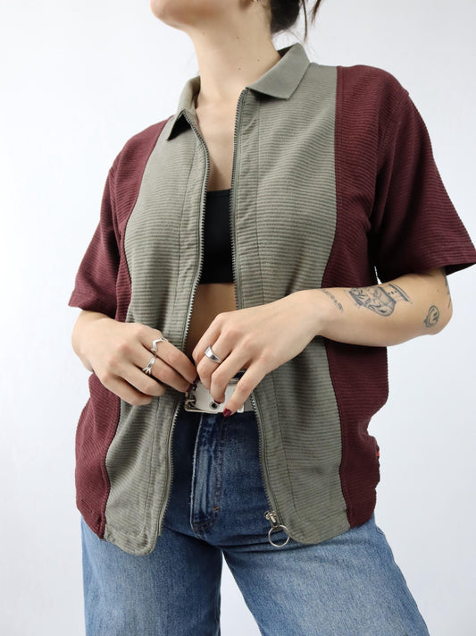 Vintage 80er 90er ADIDAS Poloshirt T-Shirt Reißverschluss Patch 164 S