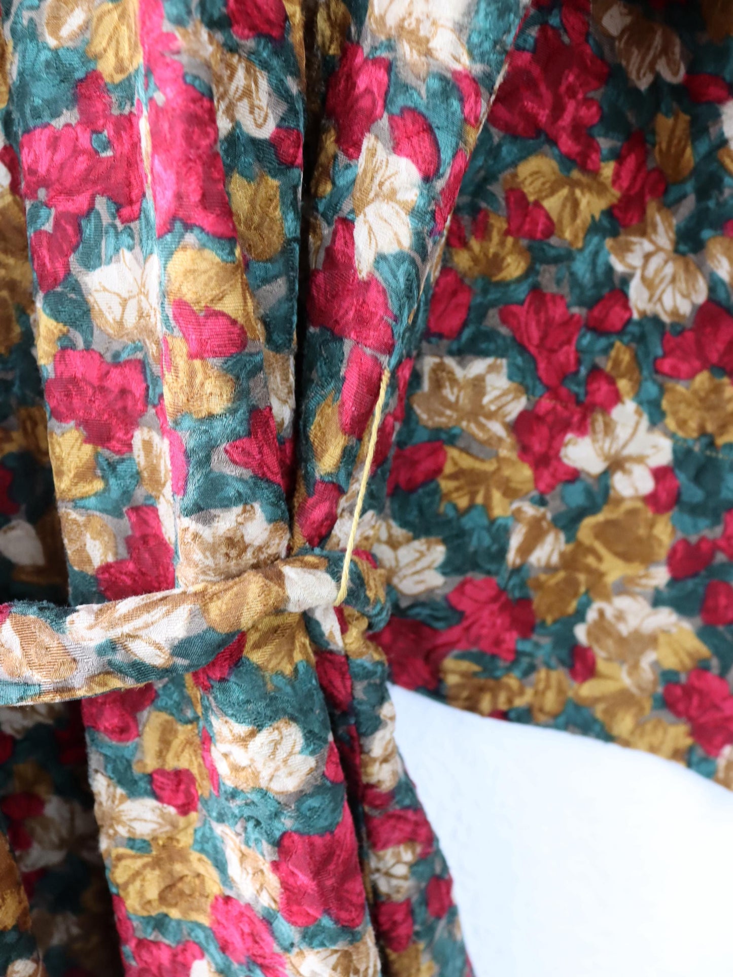 Vintage 80er 90er DE BERNARDI Milano Kimono Mantel gemustert rot grün M