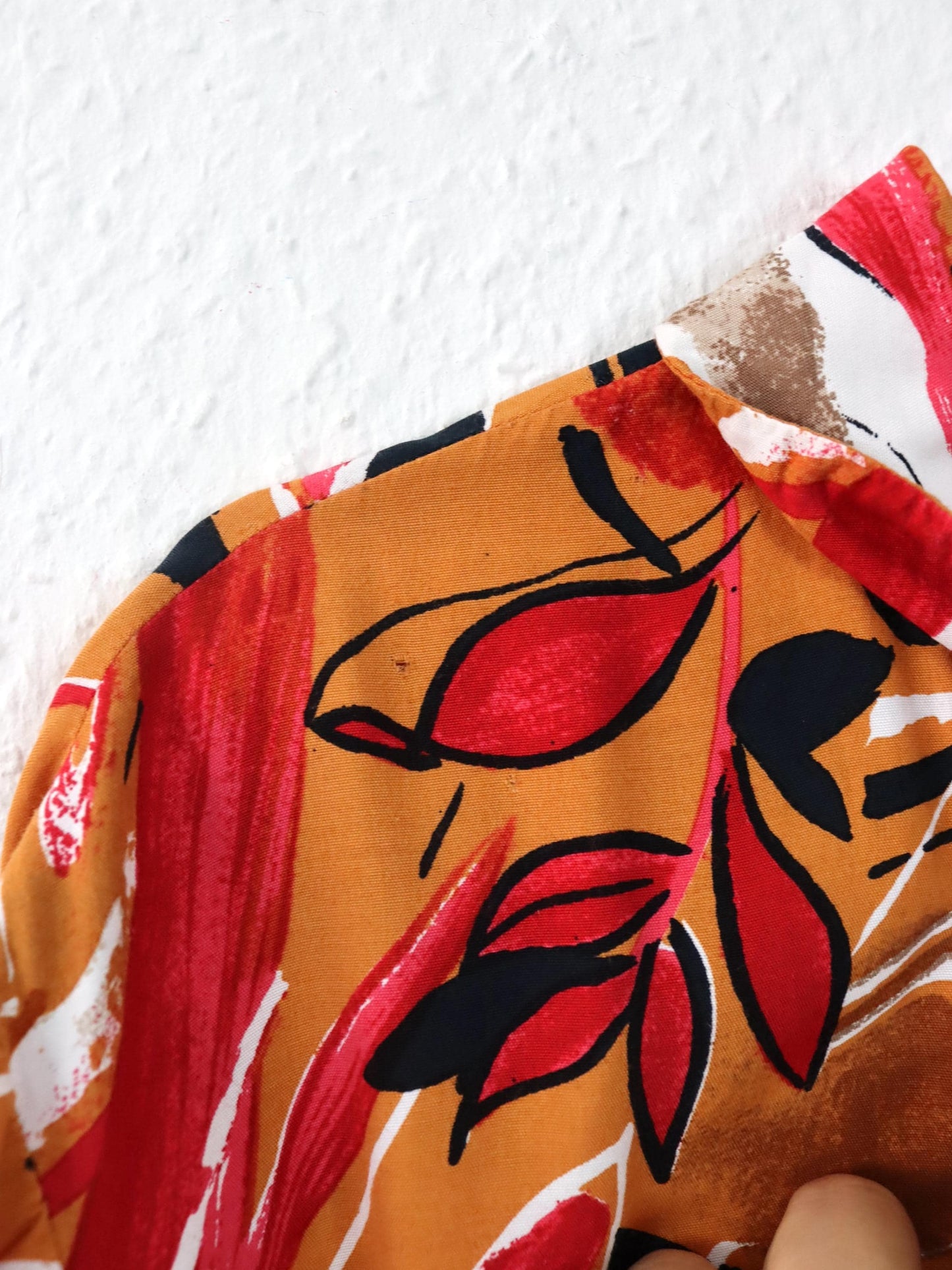 Vintage 80er 90er Hemd Bluse kurzarm crazy pattern orange rot L