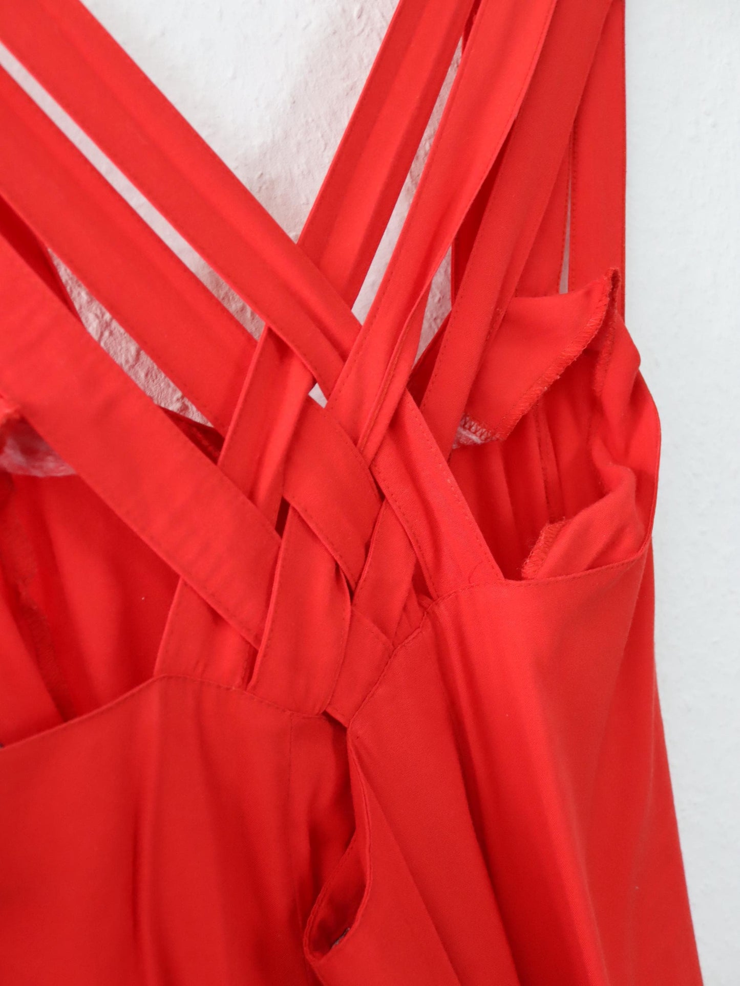 Vintage 80er 90er CHRISTIAN LE BACC Paris Jumpsuit Einteiler rot ärmellos Viskose 40