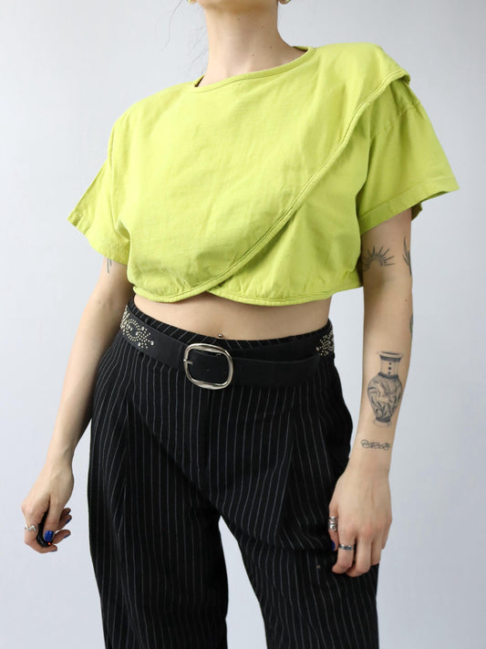 Vintage 80er 90er FREE & EASY Crop Top Shirt kurzarm Schulterbreite 36/38