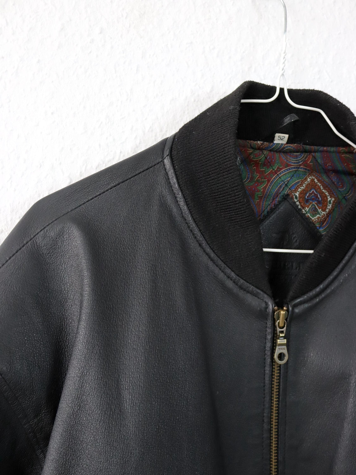 Vintage 80er 90er SHIELD Bomberjacke Lederjacke schwarz 52 L