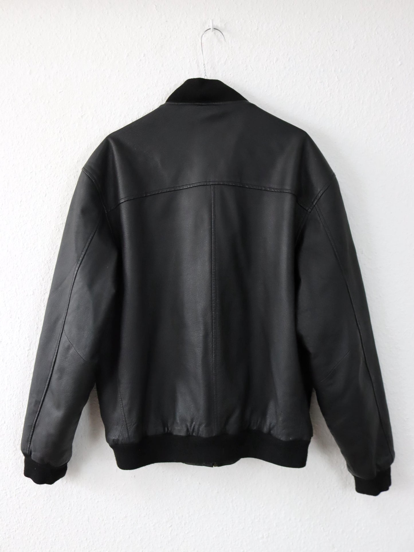 Vintage 80er 90er SHIELD Bomberjacke Lederjacke schwarz 52 L