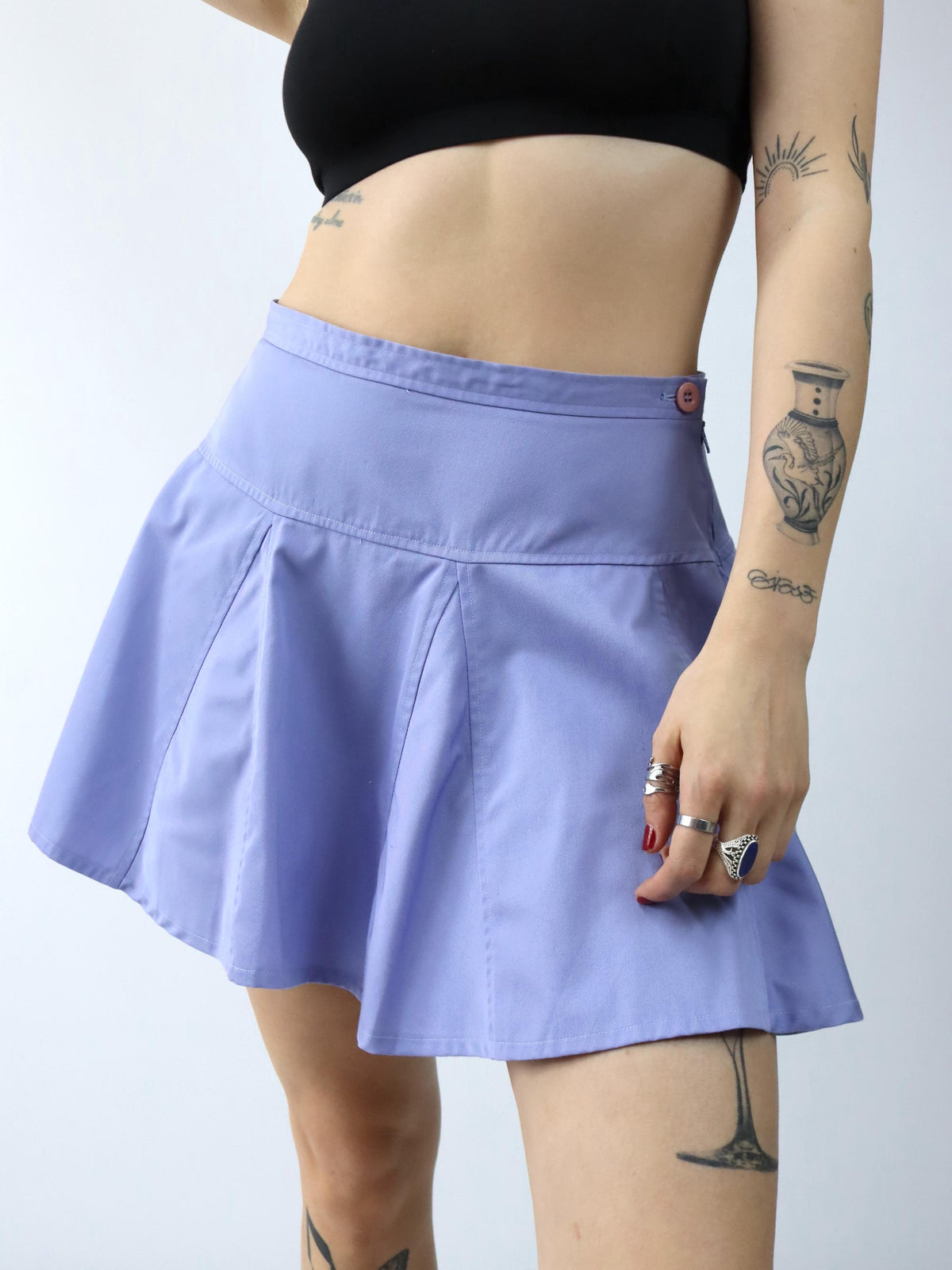 Vintage 80er 90er AUSTRALIAN Bundfaltenrock Tennisrock Mini Flieder highwaist 42
