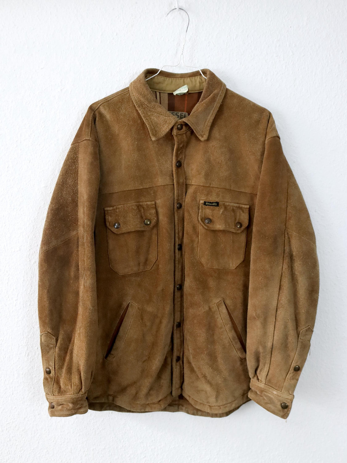 Vintage 80er 90er DIESEL Comfort Range Lederjacke Wildleder Knopfleiste heavy braun M