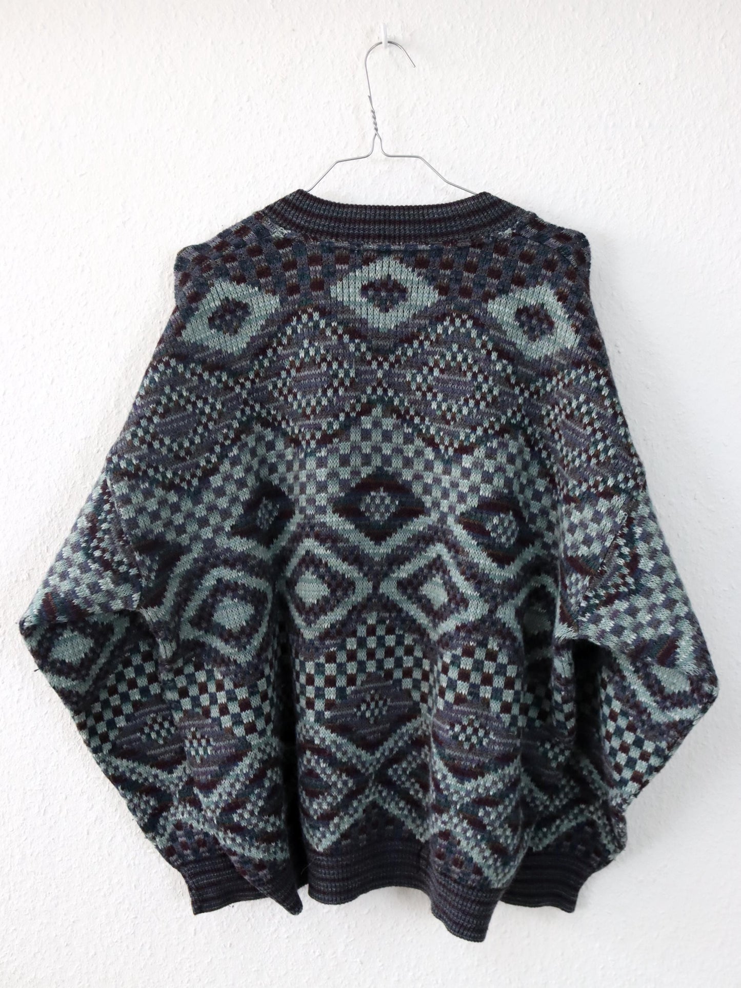 Vintage 80er 90er F. MORRI Cardigan Wollcardigan Strickjacke wolle gemustert M