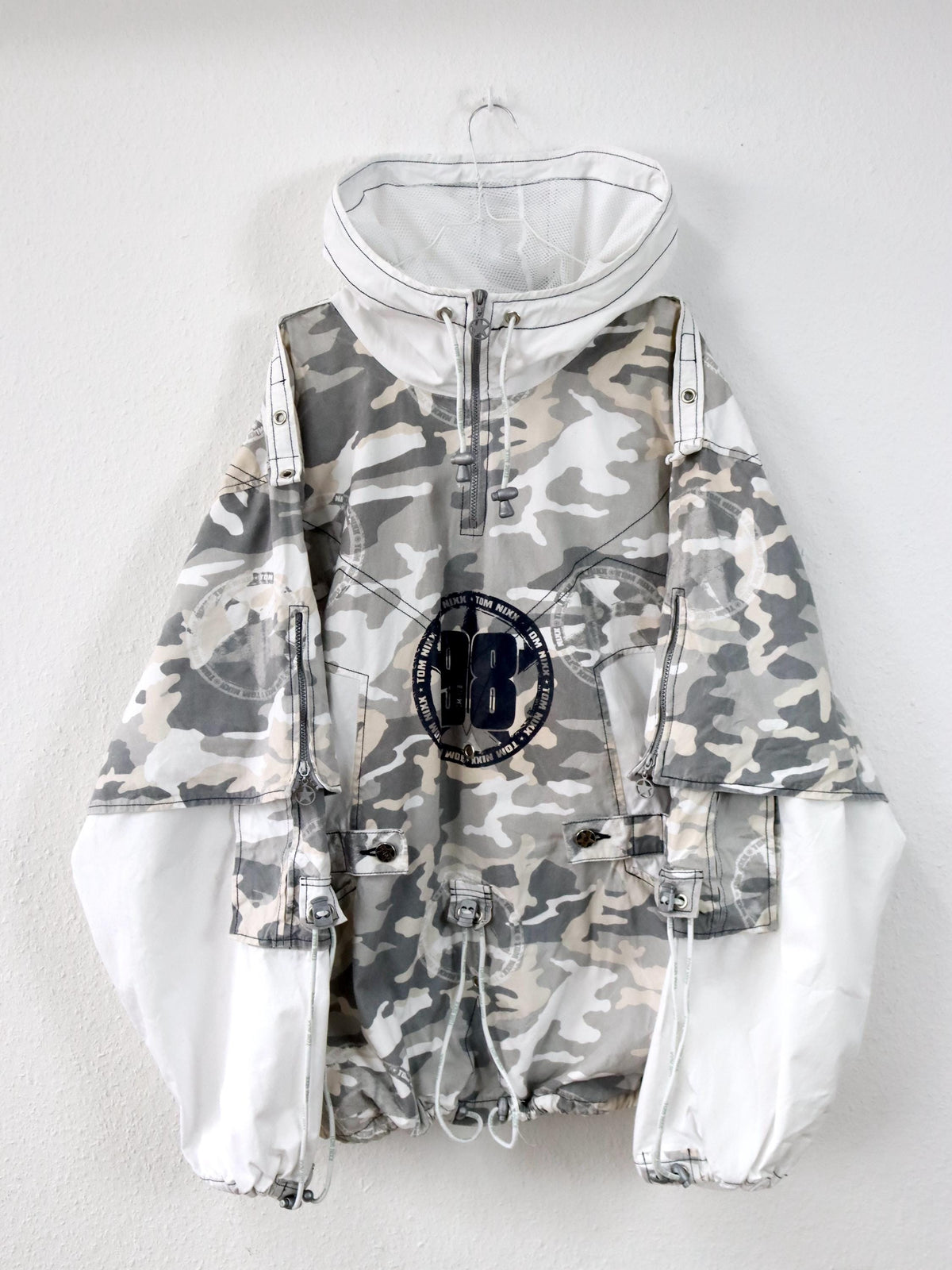 Vintage 90er 00er Y2k TOM NIXX Windbreaker Überziehjacke Jacke Camouflage Designer Berlin XXL