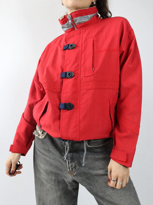 Vintage 90er 00er INVICTA Regenjacke Windbreaker Segeljacke rot Stehkragen M