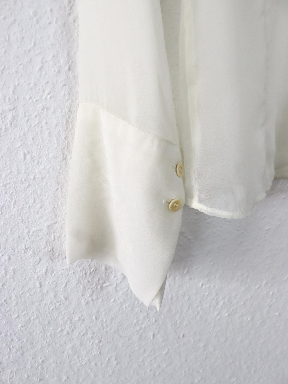 Vintage 80er 90er Bluse langarm transparent cremeweiß Spitzkragen S
