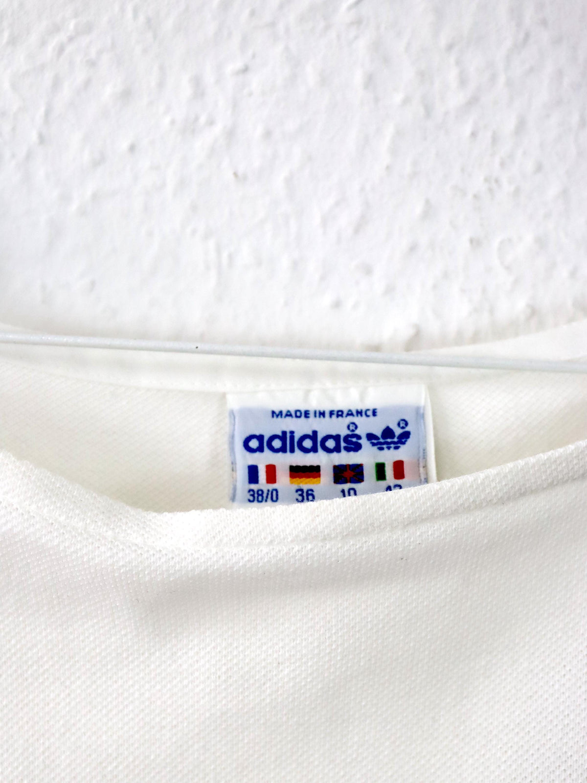 Vintage 70er 80er ADIDAS Tennisshirt Oberteil weiß türkis Top Made in France 36