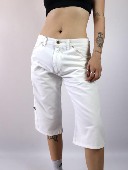 Vintage 90er 00er Y2k ENERGIE Shorts Jorts kurze Hose Baggy Pants weiß Deadstock W33