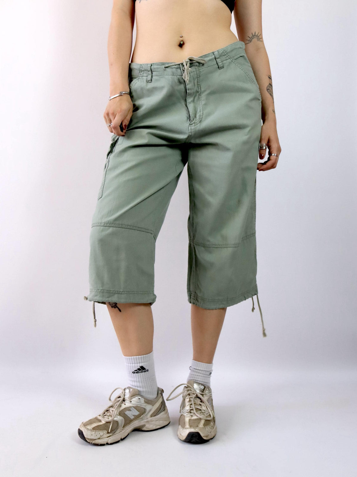 Vintage 90er 00er Y2k KENVELO Shorts Jorts Cargo Dreiviertel Hose Baggy Pants khaki Leinen XL