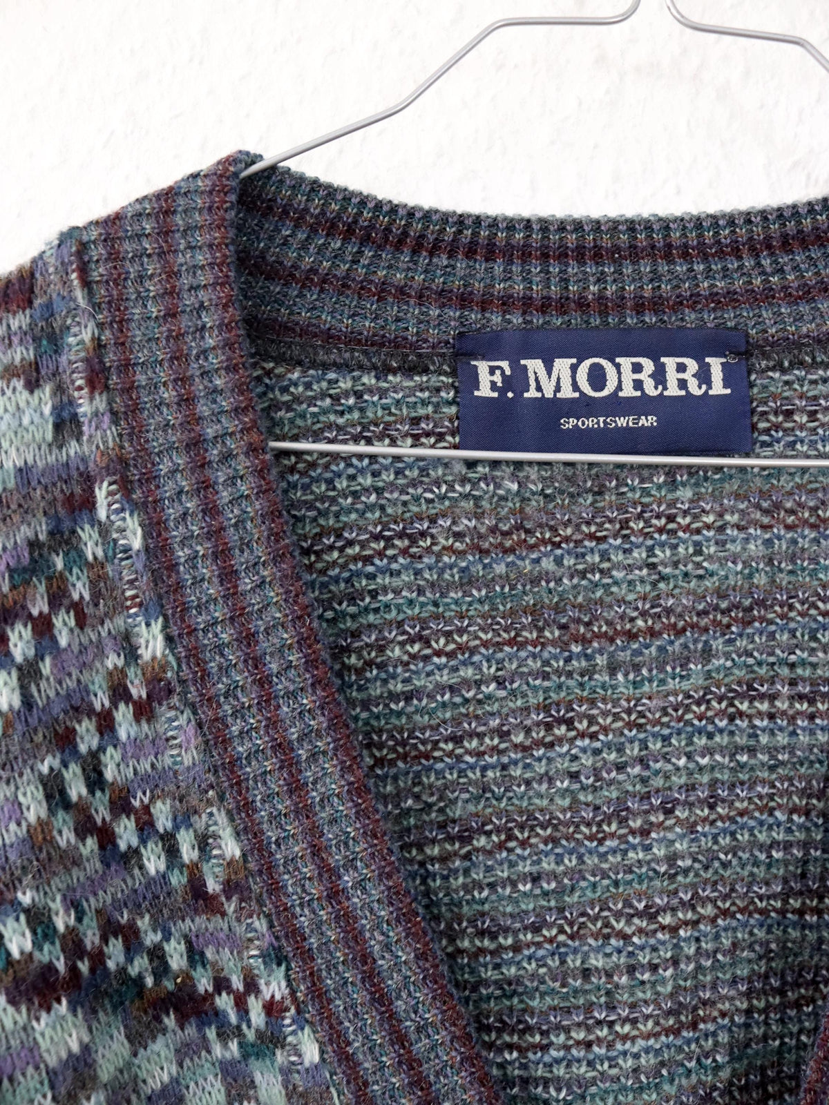 Vintage 80er 90er F. MORRI Cardigan Wollcardigan Strickjacke wolle gemustert M