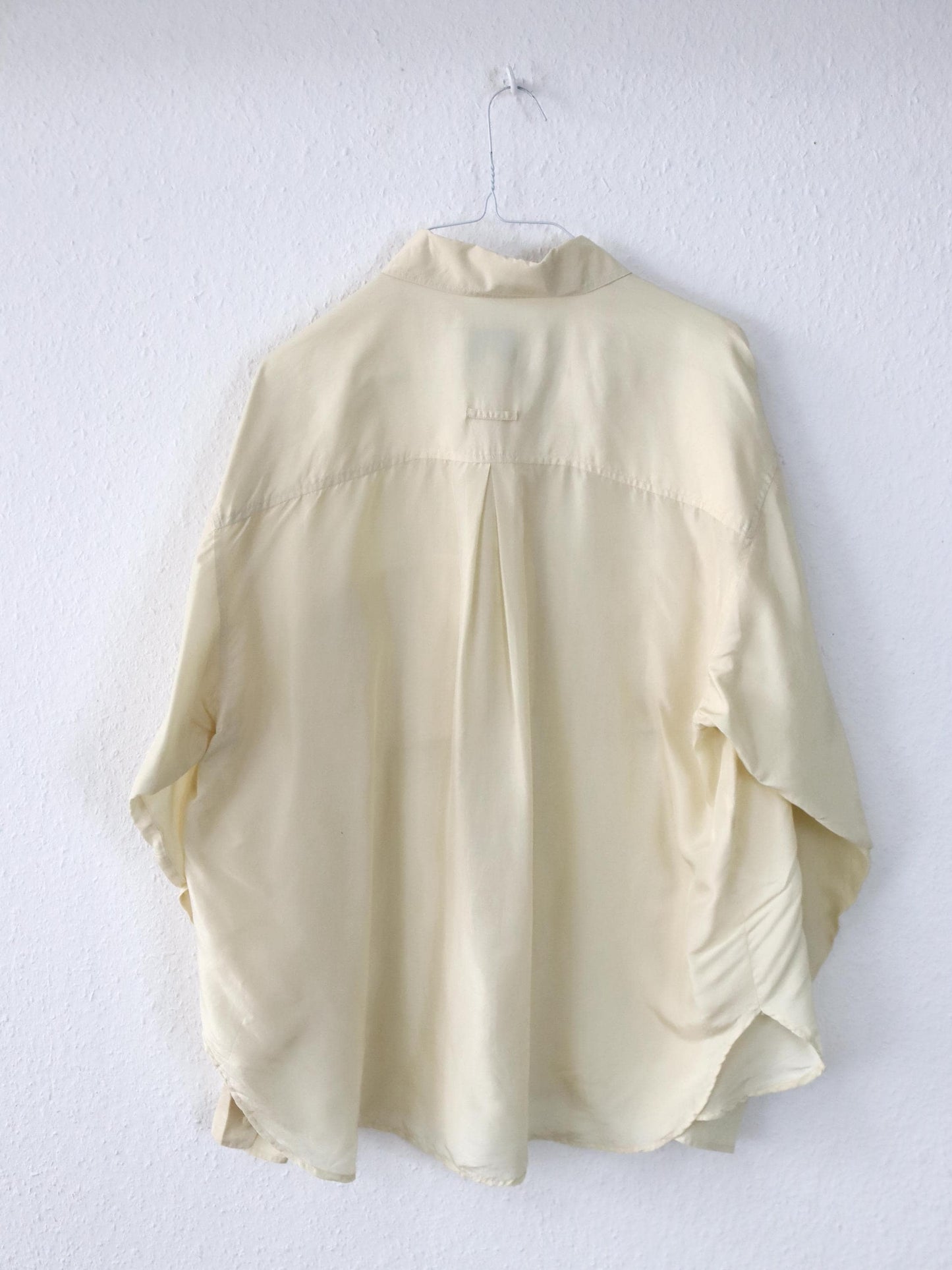 Vintage 80er 90er BRUGI Seidenhemd Hemd langarm gelb L