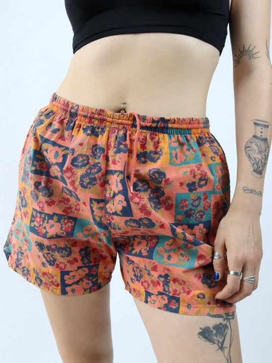 Vintage 80er 90er OUTRAGE Short kurze Hose crazy pattern orange XL