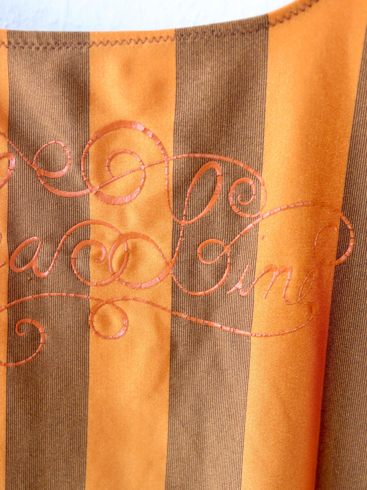 Vintage 80er 90er REFEC Body Einteiler glänzend gestreift orange Badeanzug M