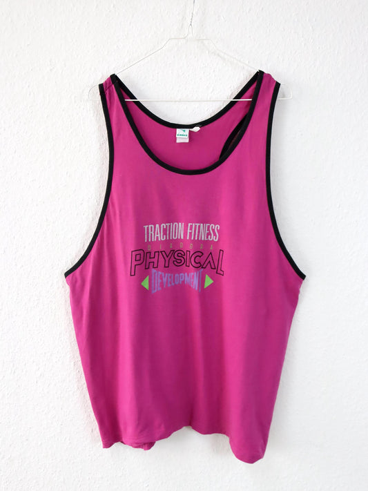Vintage 80er 90er DIADORA Tanktop Achselshirt Print pink XL
